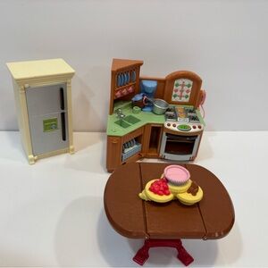 Miniature Kitchen Playset with Brown Table